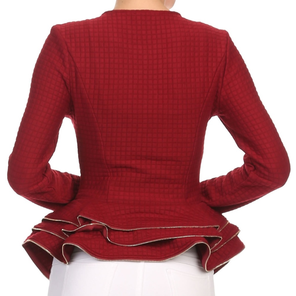 Burgundy Peplum Jacket NWT - Picture 6 of 6